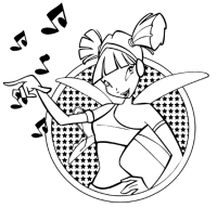 A coloring page of winx club